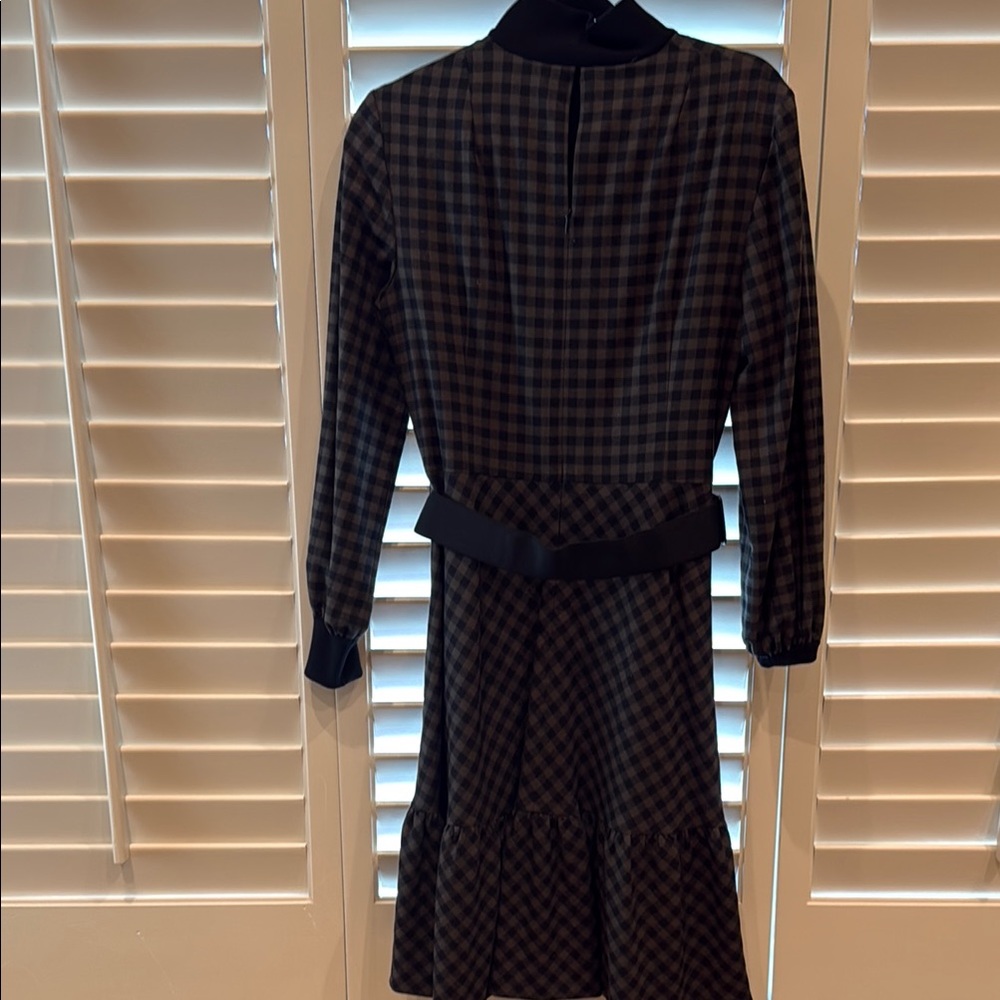 Elegant Black and Green Checkered Dress